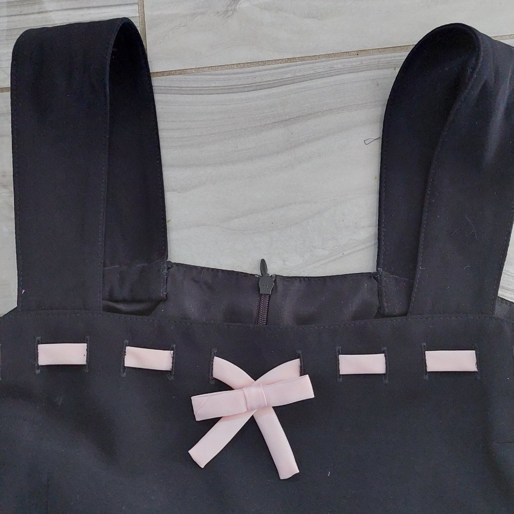 Laura Sheath Dress with Baby Pink Ribbon Detail Size 4-6/S Black/Pink - Picture 2 of 8